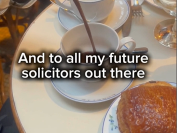 Graduate solicitor apprenticeship SQE video still showing coffee being poured with text encouraging future solicitors, highlighting the route to qualification through practical experience.
